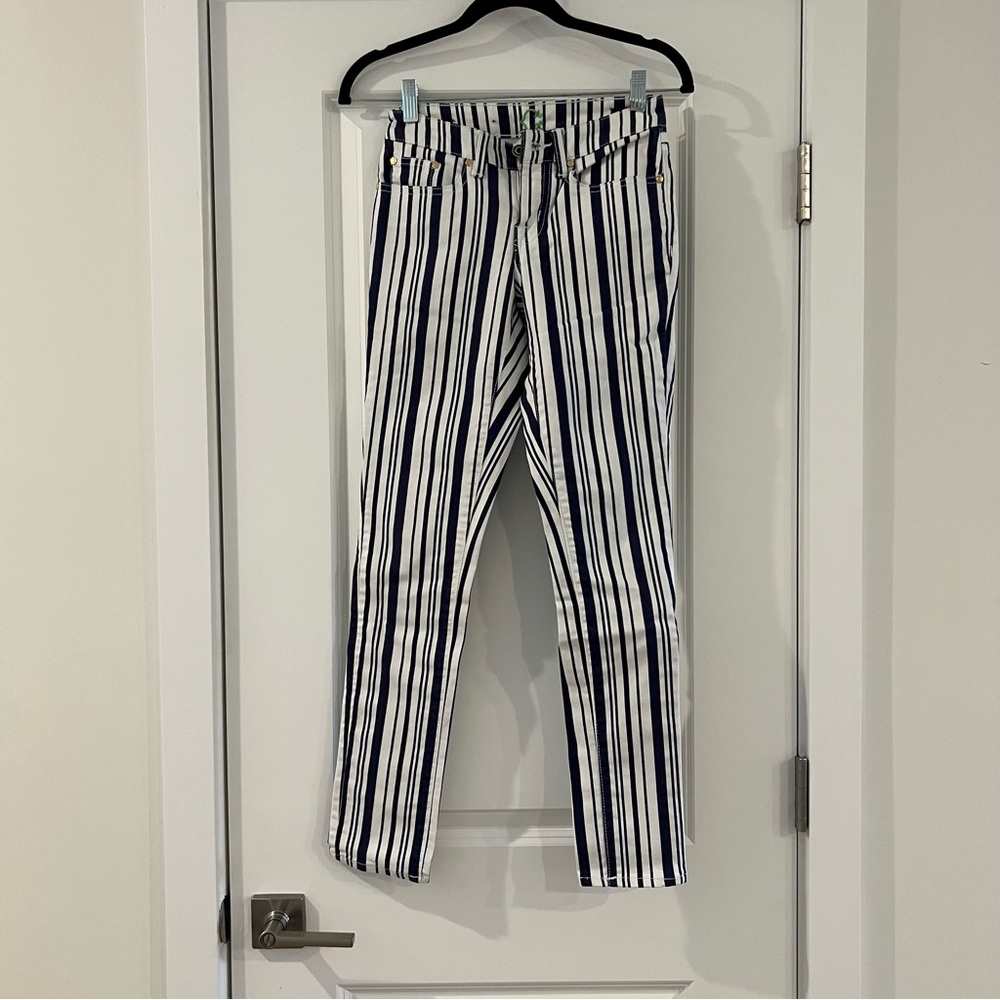 Navy & White Stripe Jeans